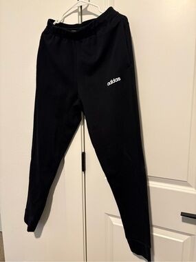 adidas Black Jogger Sweatpants with White Logo